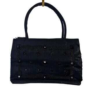 Y2K Purse Womens Black Beaded Evening Handbag Top Handle Formal Hoco Fashion Bug